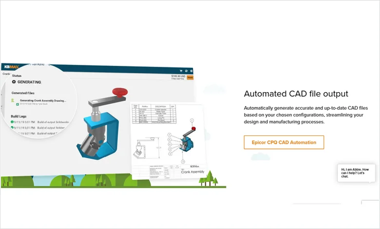 Visual product configurator generating CAD output and a BOM from a configured engineer-to-order product