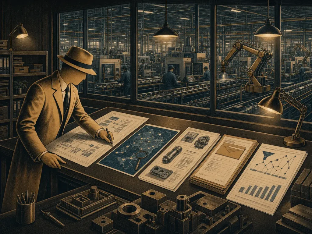 The Factory Investigator reviewing website, visibility, content, RFQ and measurement evidence for a manufacturer