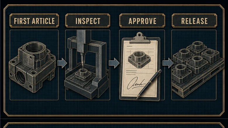 Pilot-order acceptance trail from controlled machining release through inspection, documentation, delivery, and approval