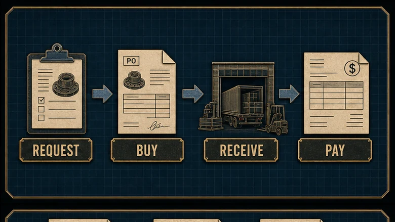 Boundary map separating source-to-pay, procure-to-pay, invoice-to-pay, and order-to-cash